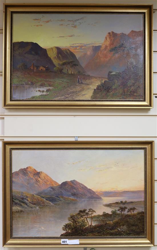 Francis E. Jamieson, pair of oils on canvas, Near Loch Lomond and Pass at Glencoe, signed, 40 x 60cm